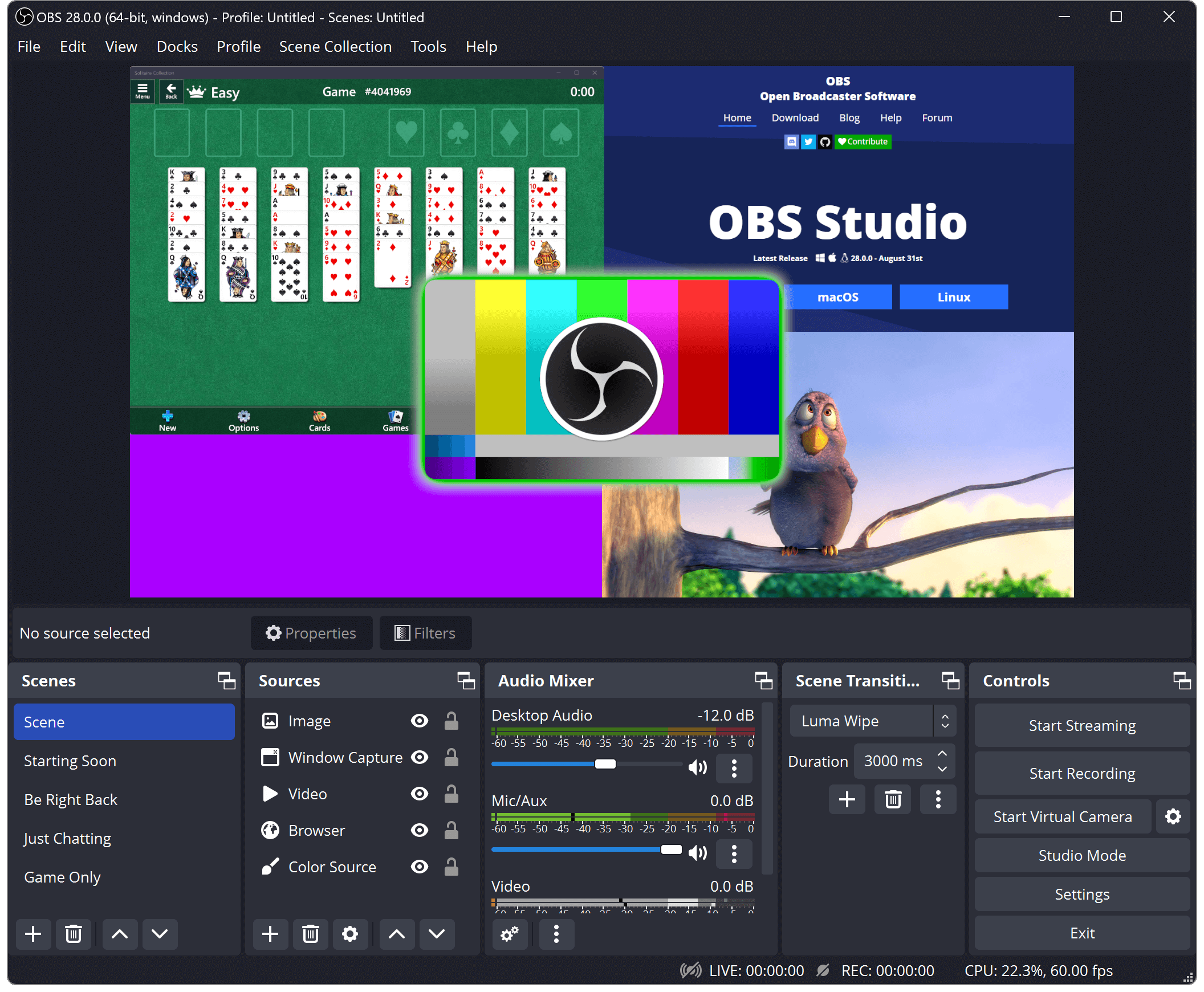 OBS Studio Interface - Professional streaming and recording software